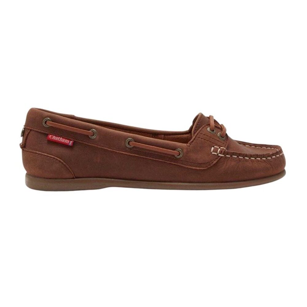 Chatham Womens/Ladies Leather Flat Loafers / Dark Tan